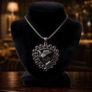 *NEW* Long Body Rhinestone Crest Pendant Necklace